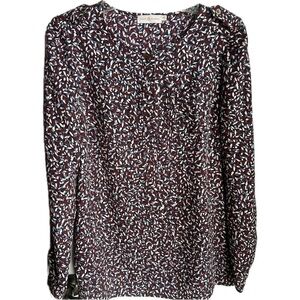 TORY BURCH Red Agate Confetti Blouse Top  Size  M